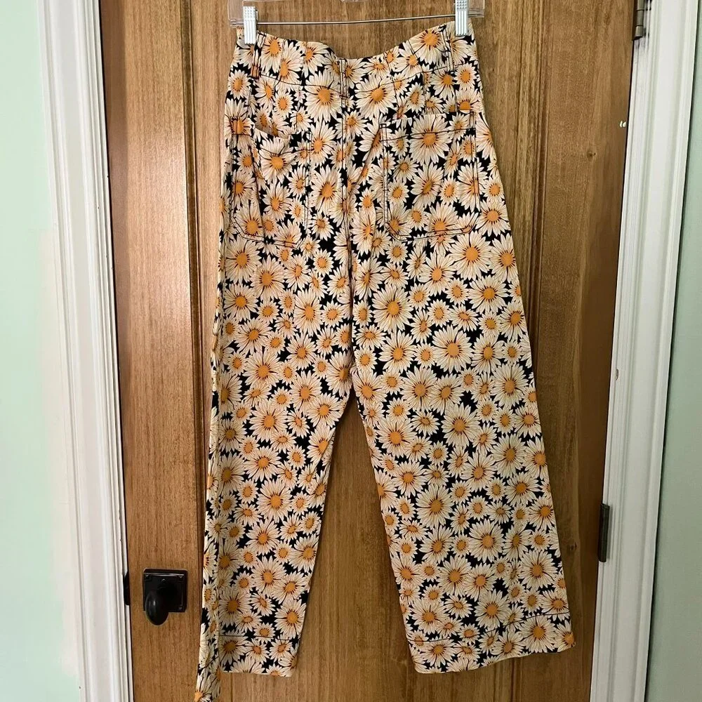 Anthropologie | Maeve Colette Cropped Wide Pants | Daisy Pattern | Size 30 - Picture 8 of 8